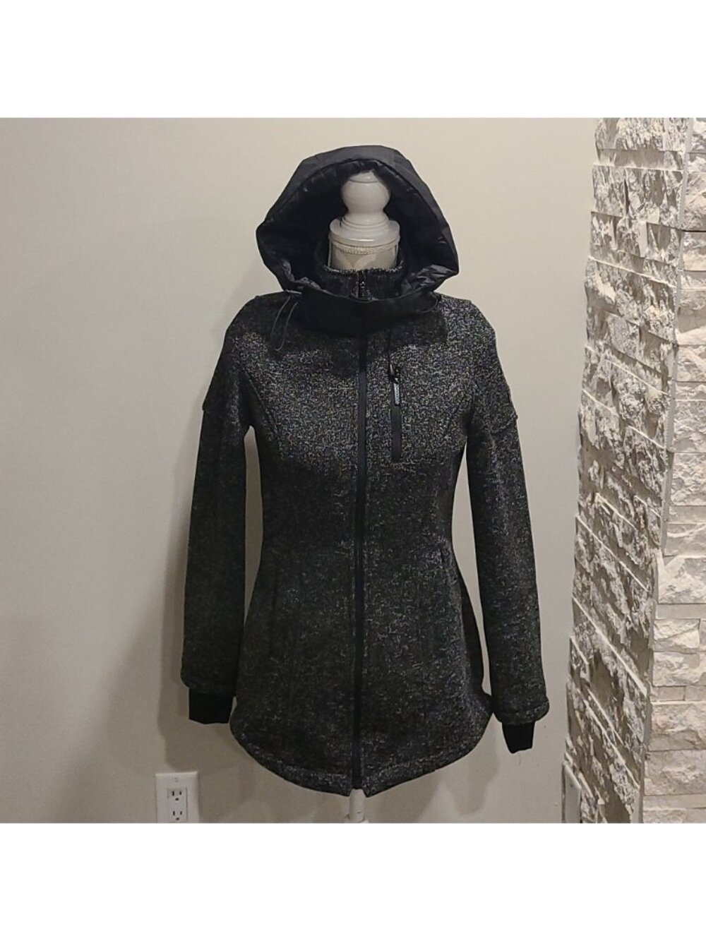 London Fog salt n pepper hooded jacket / coat